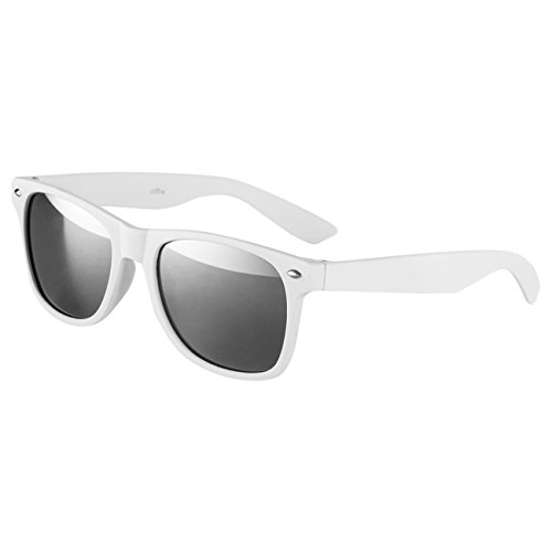 Ciffre Sonnenbrille Nerdbrille Nerd Retro Look Brille Pilotenbrille Vintage Look - ca. 80 verschiedene Modelle Weiß Matt Verspiegelt Ciffre Sonnenbrille Nerdbrille Nerd Retro Look Brille Pilotenbrille Vintage Look - ca. 80 verschiedene Modelle Weiß Matt Verspiegelt von Ciffre