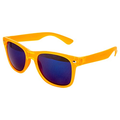 Ciffre Sonnenbrille Nerdbrille Nerd Retro Look Brille Pilotenbrille Vintage Look - ca. 80 verschiedene Modelle orange Transparent Blau verspiegel von Ciffre