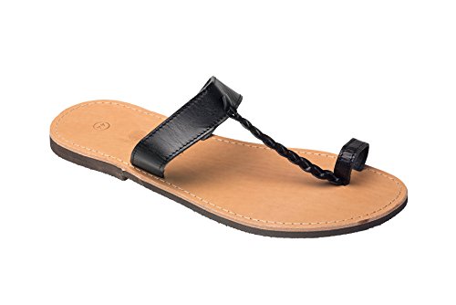 Ciffre Damen Echt Leder Sandale Jesus Sandalette Sandalen Natur schwarz Original Kreta 36 von Ciffre