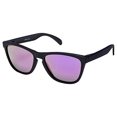 Ciffre EL-Sunprotect® Sonnenbrille Polarisierte Linsen Retro Vintage Style Nerd Look Stil Unisex Brille - Schwarz Lila Verspiegelt von Ciffre