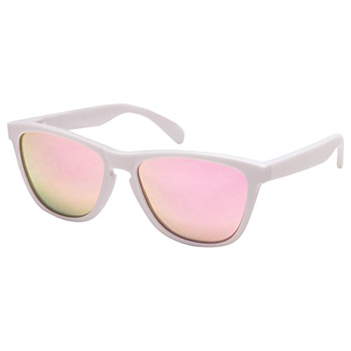 Ciffre El-sun protect Sonnenbrille Polarisierte Linsen Retro Vintage Style Nerd Look Stil Unisex Brille - Weiß Rosa Pink Verspiegelt von Ciffre