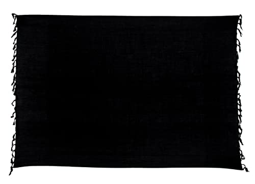 Ciffre Pareo Sarong Tuch Damen Herren - Wickelrock Strand - Strandtuch blickdicht als Wickeltuch oder Handtuchkleid und Wickelkleid Unisex Frauen und Männer - mit Schnalle einfarbig Schwarz von Ciffre