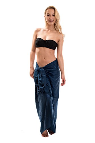 Ciffre Sarong Pareo Lunghi Dhoti Wickelrock Standtuch Halstuch Stickerei Tolles Muster Blau von Ciffre