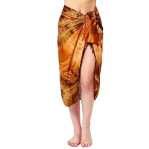 Ciffre Sarong Pareo Wickelrock Batik Braun Dhoti Wickelrock Wickelkleid + Schnalle von Ciffre