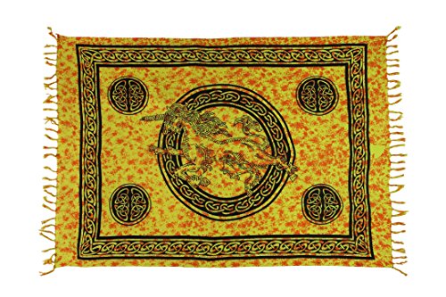 Sarong Pareo Wickelrock Strandtuch Handtuch Lunghi Dhoti Wandbehang Tribal Keltisch Einhorn Celtic Mädchen Emo Orange von Ciffre