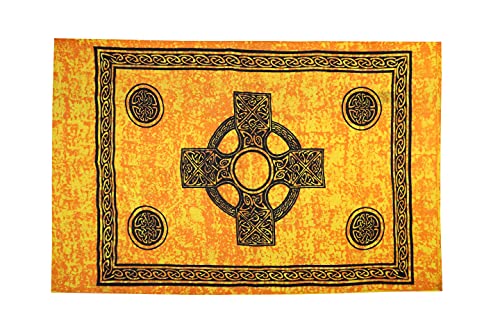 Sarong Pareo Wickelrock Strandtuch Lunghi Dhoti Keltisches Kreuz Celtic Cross Orange Schwarz + Schnalle von Ciffre