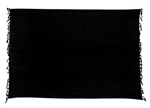 Ciffre Sarong Pareo Wickelrock Strandtuch Lunghi Dhoti Tuch Schlicht Uni Schwarz von Ciffre