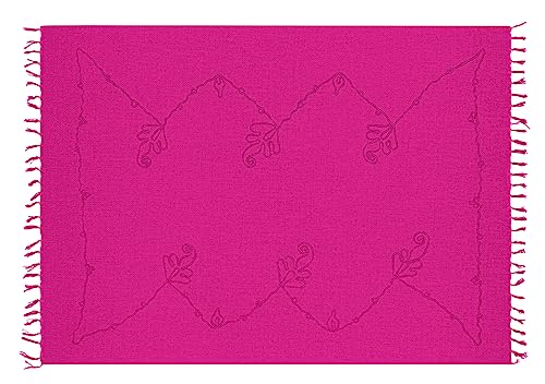 Ciffre Sarong Pareo Wickelrock Strandtuch Lunghi Stickerei Tuch Schlicht Uni Pink von Ciffre
