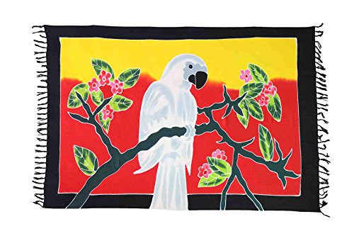 Sarong Pareo Wickelrock Strandtuch Tuch Schal Wickelkleid Strandkleid Blickdicht Chile - Papagei Weiß von Ciffre