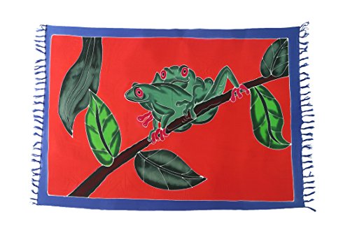 Ciffre Sarong Pareo Wickelrock Strandtuch Tuch Schal Wickelkleid Strandkleid Frosch Hawaii + Schnalle von Ciffre