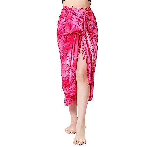 Sarong Pareo Wickelrock Strandtuch Tuch Wickeltuch Handtuch Bunte Sommer Muster Set Gratis Schnalle Pink Pailletten Handwäsche von Ciffre