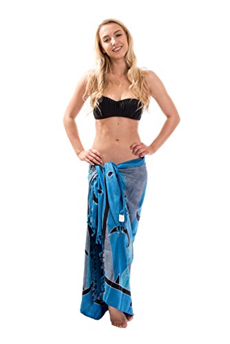 Sarong Pareo Wickelrock Strandtuch Tuch Wickeltuch Handtuch Gratis Schnalle Schließe (Fisch BLAU CSFB) von Ciffre