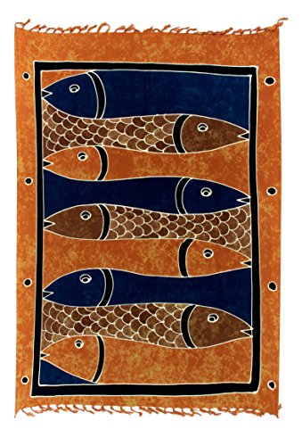 Sarong Pareo Wickelrock Strandtuch Tuch Wickeltuch Handtuch Gratis Schnalle Schließe (Fisch Rot Töne CSF1) Einheitsgröße von Ciffre