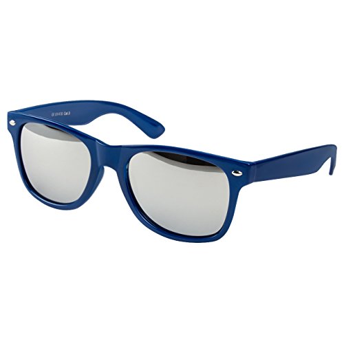 Ciffre Sonnenbrille Nerdbrille Nerd Retro Look Brille Pilotenbrille Vintage Look - ca. 80 verschiedene Modelle Dunkel Blau Spiegel Glas von Ciffre