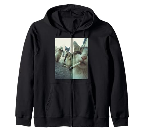 Rauchende Katze Meme Lustige Geschenke für Männer Frauen Kapuzenjacke von Cigarette Cat Gen Z Joke Tee