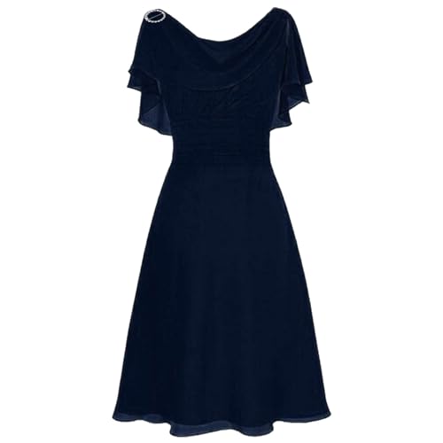 Cihdmfb Abendkleid Damen Elegant U-Ausschnitt Cocktailkleid Rüschen Ärmel Chiffonkleid Hohe Taille Ballkleider Formelle Partykleid Oversize Solide Festliche Kleider Brautjungfernkleid(A a-1,3XL) von Cihdmfb