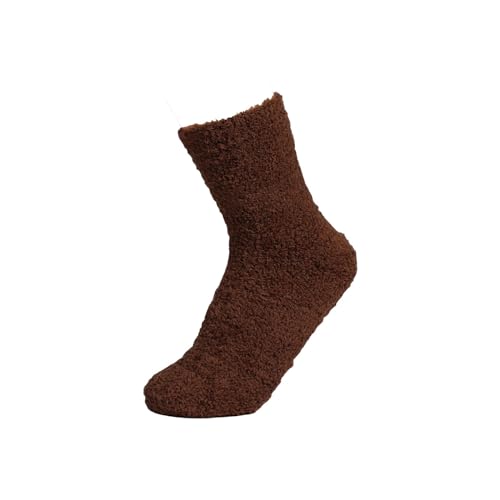Cihdmfb Flauschige Socken Damen Winter Elegant Einfarbig Warme Kuschelsocken Mädchen Korallenfleece Plüschsocken Warme Dicke Haussocken Damen Socken Bettsocken Wintersocken(A Kaffee) von Cihdmfb