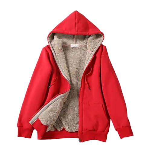 Cihdmfb Fleecejacke Damen Große Größe Kapuzenpullover mit Reißverschluss Winter Einfarbig Warm Fleece Fleecepullover Langarm Kapuzenjacke Sweatshirt Dicke Hoodie Sweatjacke Mit Kapuze(B Weiß,5XL) von Cihdmfb