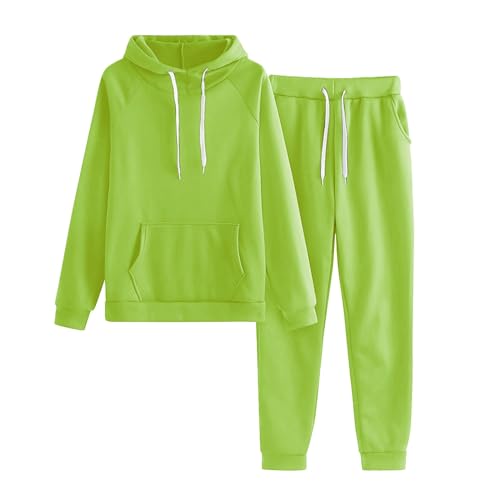 Cihdmfb Jogginganzug Set Damen 2 Teile Winter Einfarbig Langarm Trainingsanzug Große Größe Casual Lose Jogginganzug Kapuzenpullover Jogginghose Hausanzug mit Kapuze für Yoga Gym(F Mintgrün,XL) von Cihdmfb