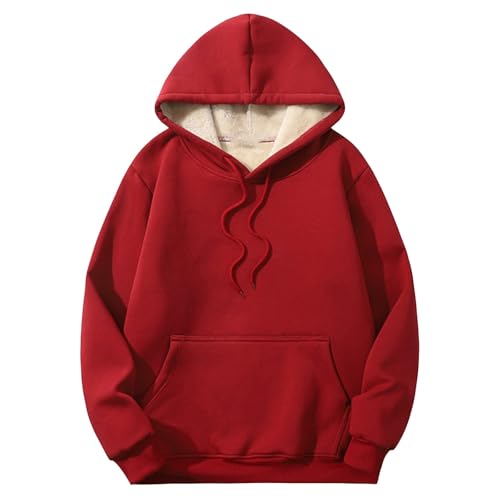 Cihdmfb Kapuzenpullover Damen Oversize Fleece GefüTterte Hoodie Winter Dicke Warme Pullover Sweatshirt Mit Kapuze Freizeit Lose Fleecepullover Sportlicher Fleece Pulli Teddyjacke(Rot,XXL) von Cihdmfb