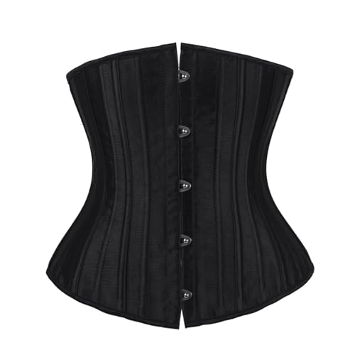 Cihdmfb Korsett Damen Übergrößen Waist Cincher Korsage Korsett Shaper Body Bauchweg Vintage Blumen Print Satin Lace Up Korsett Unterbrust Waist Trainer Corsage Bustiers Shapewear(E Schwarz,XXL) von Cihdmfb