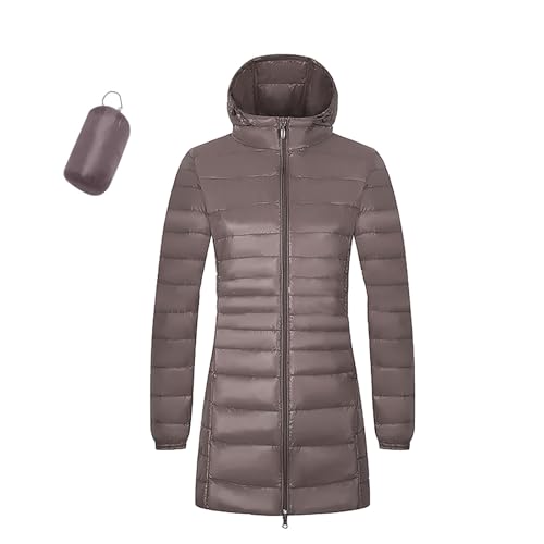 Cihdmfb Leichte Daunenjacke Damen Leicht Packable Down Jacket Federleichte Daunenjacke Frauen Dünne Winterjacke Damen Puffer Jacke Einfarbig Leichter Daunenmantel Lightweight Steppjacke(D Grau,7XL) von Cihdmfb