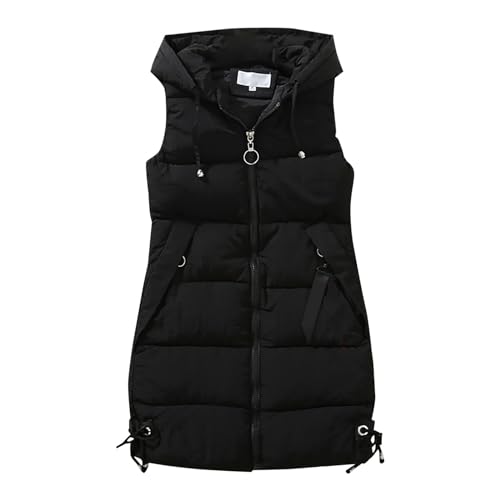 Cihdmfb Longweste Damen Oversize Elegant Winter Einfarbig Steppweste Rundhals Ärmellose Lang Daunen Winterjacke Kapuzenweste Weste üBergangsjacke üBergangsweste Winterweste Mit Tasche(G Schwarz,3XL) Cihdmfb Longweste Damen Oversize Elegant Winter Einfarbig Steppweste Rundhals Ärmellose Lang Daunen Winterjacke Kapuzenweste Weste üBergangsjacke üBergangsweste Winterweste Mit Tasche(G Schwarz,3XL) von Cihdmfb