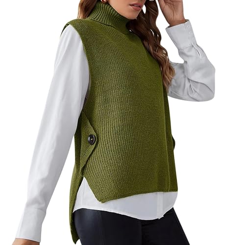 Cihdmfb Pullunder Damen V-Ausschnitt Stricken Weste Pullunder Ärmellos Strick Casual Pullunder Strickweste Oversize Einfarbig Casual Strick Tank Top Sweater Freizeit Pullunder(B AG,S) von Cihdmfb