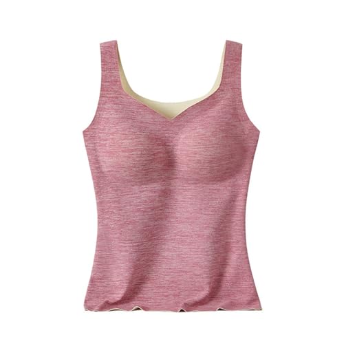 Cihdmfb Unterhemd Damen Slim Fit Warm BH-Hemd Blumen Spitze Stitching V-Ausschnitt Eingebauter BH Bügelloser Gepolstert Tank Tops für Frauen und Mädchen(C Lila,XL) von Cihdmfb