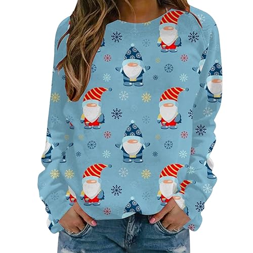 Cihdmfb Weihnachtspullover Damen Weihnachten Cartoons Print Sweatshirt Weihnachtspulli Rundhals Langarm Weihnachten Pullover Casual Christmas Sweat Oberteile Teenager Mädchen Pulli Tops(A a-1,XS) von Cihdmfb