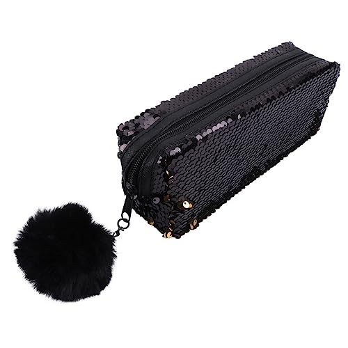 Ciieeo 1stk Federmäppchenpaillettenfedermäppchenmakeuppencilcase Pailletten-Kosmetiktasche Glitzer Geldbörse Für Kinder Glitzer-Make-up-Tasche Student Polyester Handtasche Haarball von Ciieeo