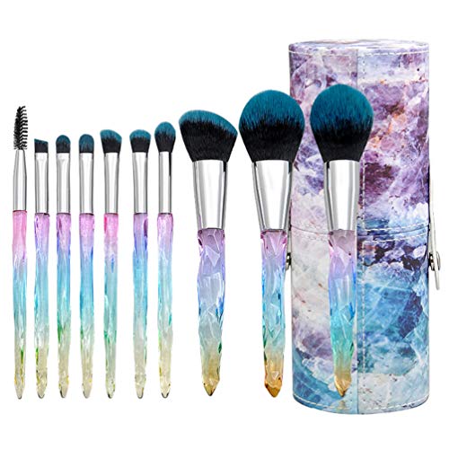 Ciieeo 10-teiliges Set Make-up Pinsel Make-up-grundierungspinsel Kristall Griff Make- up Pinsel Set Make up Pinsel Set Kristall Kosmetik-kit Kunststoff-griff Pu Lidschatten Pinsel von Ciieeo