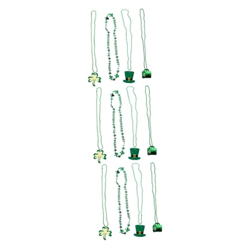 Ciieeo 12 Stk Irische Halskette St. Patricks Day Partygeschenk Grüne Halskette Für Frauen Halsketten Für Frauen Kleeblatthalskette Perlenketten Runde Perlen Vlies Irland Fräulein von Ciieeo