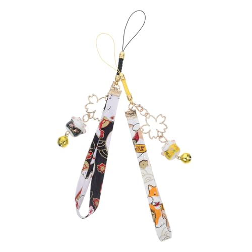 Ciieeo 2stücke Glückskatze Anhänger Japanischer Stil Maneki Neko Schlüsselanhänger Mit Glocke Keramik Für Handy Tasche Auto Geldbörse von Ciieeo