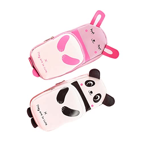 Ciieeo 2st Mäppchen Bleistiftbehälter Schreibwarenkoffer Tasche Für Gelstifte Schreibwaren-Organizer Mit Reißverschluss Kawaii Schulmaterial Etui Pu-Leder Karikatur Kosmetiktasche Büro von Ciieeo