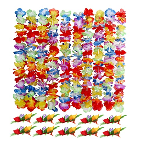 Ciieeo 20 Sätze hawaiianisch verkleiden Dekoration künstliche Gänseblümchen Haarspangen für Damen Künstliche Hortensienblüten Hochzeit Haarspange Tiki Kranz Halskette Hawaii-Kranz Plastik von Ciieeo