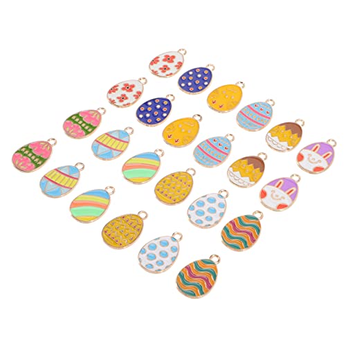 Ciieeo 24 Stück Teiliges Ostern Schmuckanhänger Bunte Emaille Charms mit Hasen Eiern und Küken Langlebige DIY Anhänger für Halsketten Armbänder und Osterdekoration von Ciieeo