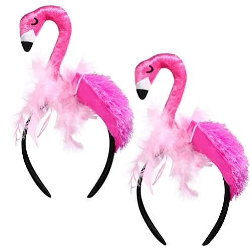 Ciieeo 2St Flamingo-Stirnband Make-up-Haarband schöne Haarreifen Tier Tiara Haarband aus Stoff Hawaii-Party-Stirnband bilden Geschenk Haarschmuck Requisiten Fräulein Kopfbedeckung von Ciieeo
