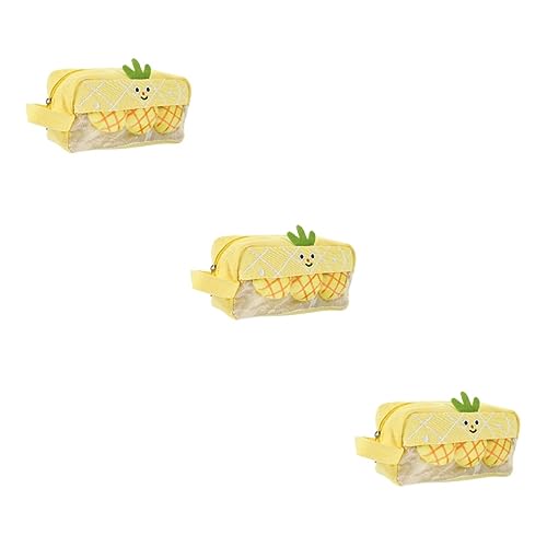 Ciieeo 3st Federmäppchen Obst Federmäppchen Aus Früchten Federmäppchen Aus Obst Ananas-bleistiftbeutel Schreibwarenhalter Federmäppchen Ananas Stifthalter Junior High Segeltuch Mädchen von Ciieeo