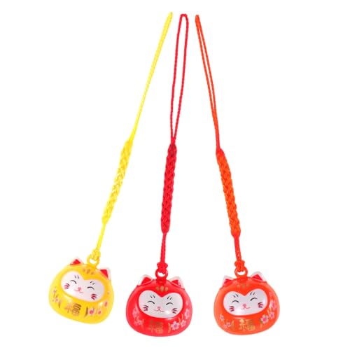 Ciieeo 3 Stück Teiliges Maneki Neko Schlüsselanhänger Kupfer mit Niedlichem Katzen-anhänger in Schwarz und Gold Dekorativer Glücksbringer für Taschen Rucksäcke und Handy Langlebig und von Ciieeo