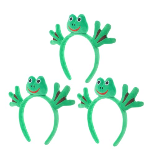 Ciieeo 3er Set Frosch-Haarreifen: Süße Haarbänder für Festlichkeiten, Grünes Tiermotiv Cosplay-Kopfschmuck, Plüsch-Haaraccessoires für Frauen und Mädchen von Ciieeo