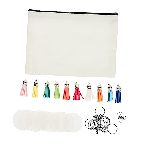 Ciieeo Durchsichtige Kosmetiktasche 4 Sets Federmäppchen Reise-Make-Up-Tasche Aufbewahrungstaschen Mit Reißverschluss Leinen-Bleistiftbeutel Leinwand-Reißverschlussbeutel Blanko von Ciieeo