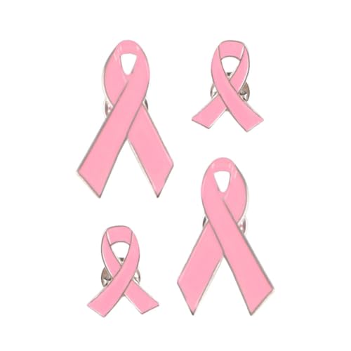 Ciieeo 4 Stück Broschennadeln mit Rosa Schleife, Emaille-anstecknadeln für Frauen, Brustkrebs-bewusstseins-schleifenabzeichen, 2 Kleine Und 2 Große Größen von Ciieeo