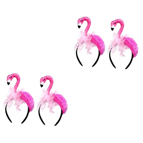 Ciieeo 4 Stück Flamingo-stirnband Kopfbedeckungen Für Tiere Strand Luau-party Flamingo-partydekorationen Flamingo-kopfschmuck Flamingo-hut Polyester Bankett Hautpflege Partybedarf von Ciieeo