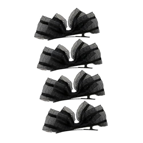 Ciieeo 4 Stück Haarnadel aus Spitze Haarklammern Schleife Haarnadel Clips Haarschmuck für die Hochzeit Süße Haarspangen dekorative Haarspangen Haarbogen für Mädchen Legierung Schwarz von Ciieeo