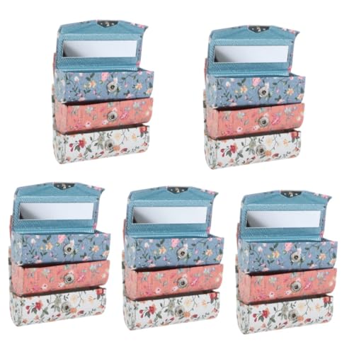 Ciieeo 5 Sätze Lippenstiftbox Mit Blumenmuster Kosmetiktasche Cosmetic Bag Klarer Make -up -Tasche Deckel Frauen Chinesischer Lippenstifthalter Lippenstiftetui Für Damen Eisen 3 Stück * 5 von Ciieeo