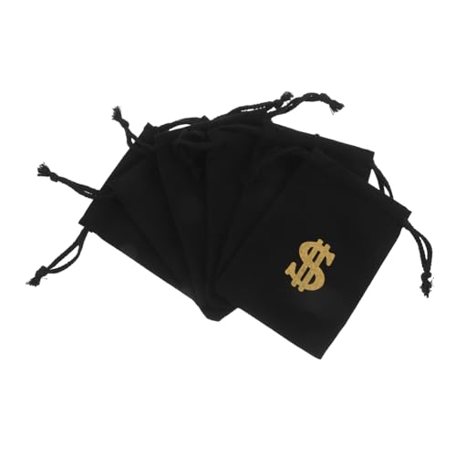 Ciieeo 6 Stück Kleine Baumwoll-leinen Beutel mit Dollarzeichen-Motiv Robuste Schmuck Münzbeutel mit Kordelzugverschluss für Reisen Partygeschenke Süßigkeiten und Münzaufbewahrung von Ciieeo