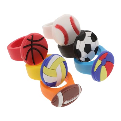 Ciieeo 6stücke Süße Sportringe Mit Pvc-fußball Basketball Volleyball Baseball Schwimmendem Ball Und Rugby-themenringen Partytütenfüller von Ciieeo