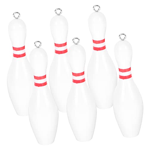 Ciieeo 6st Sportball-anhänger Mini-Bowling-schlüsselanhänger DIY-schmuckfunde Fußball Charme Souvenir-schlüsselanhänger Sportliche Reize Kegel Geschenke Suite Weiß PVC Kind Autoschlüssel von Ciieeo