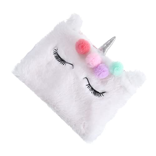 Ciieeo Handy-Clutch-Tasche Einhorn-plüsch-Make-up-geldbörse Outdoor-reisehandtasche Für Damen Und Mädchen Münzgeldbörse Flauschige Schminktasche Reisetasche Weiß Reisen Erröten Perlmutt von Ciieeo